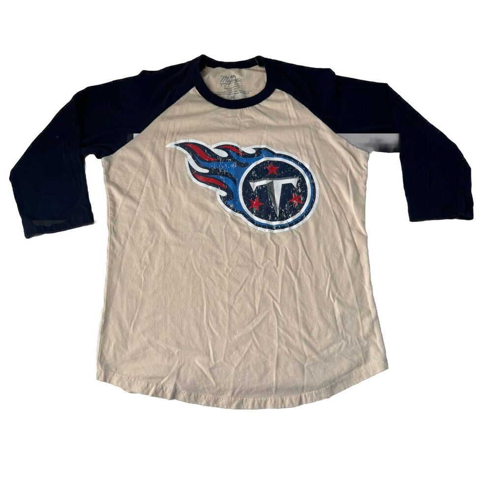 Majestic Threads Tennessee Titans Raglan 3/4 Sleeve Tee Medium